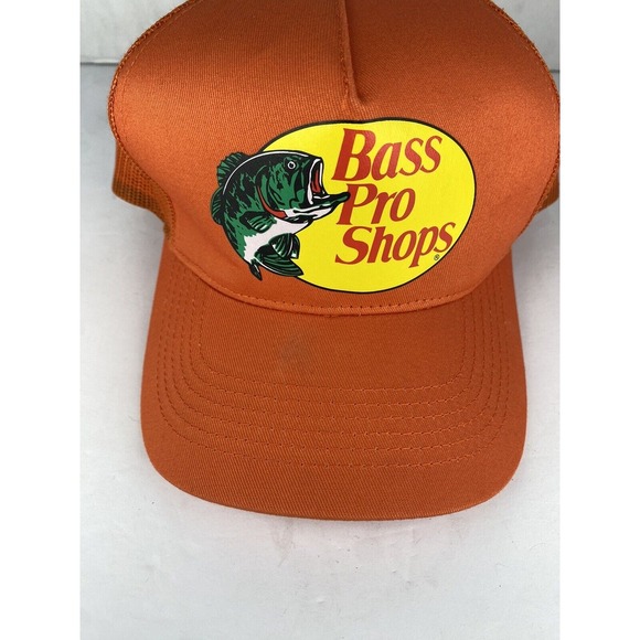 Bass Pro Shops Hat Orange Mesh Snapback Trucker Outdoor Bright - Picture 2 of 8